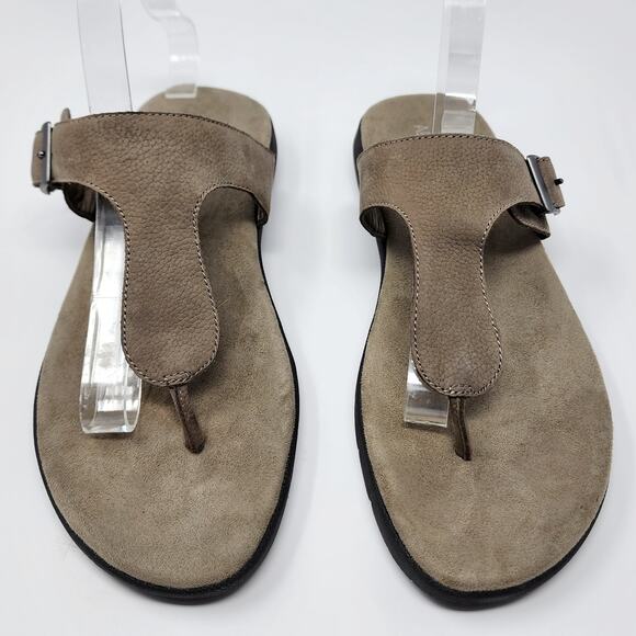 Aerosoles beige nubuck leather T-strap Adjustable buckle Comfort Sandals 10M EUC - Picture 2 of 8